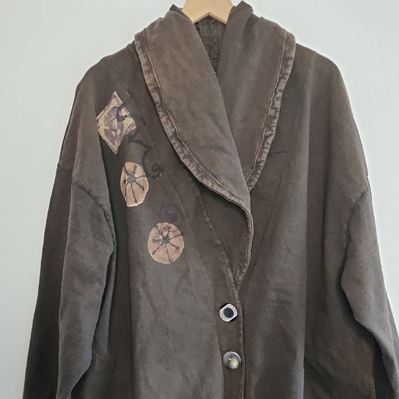 Blue Fish Brown Coat with Decorative Hem - Picture 7 of 12